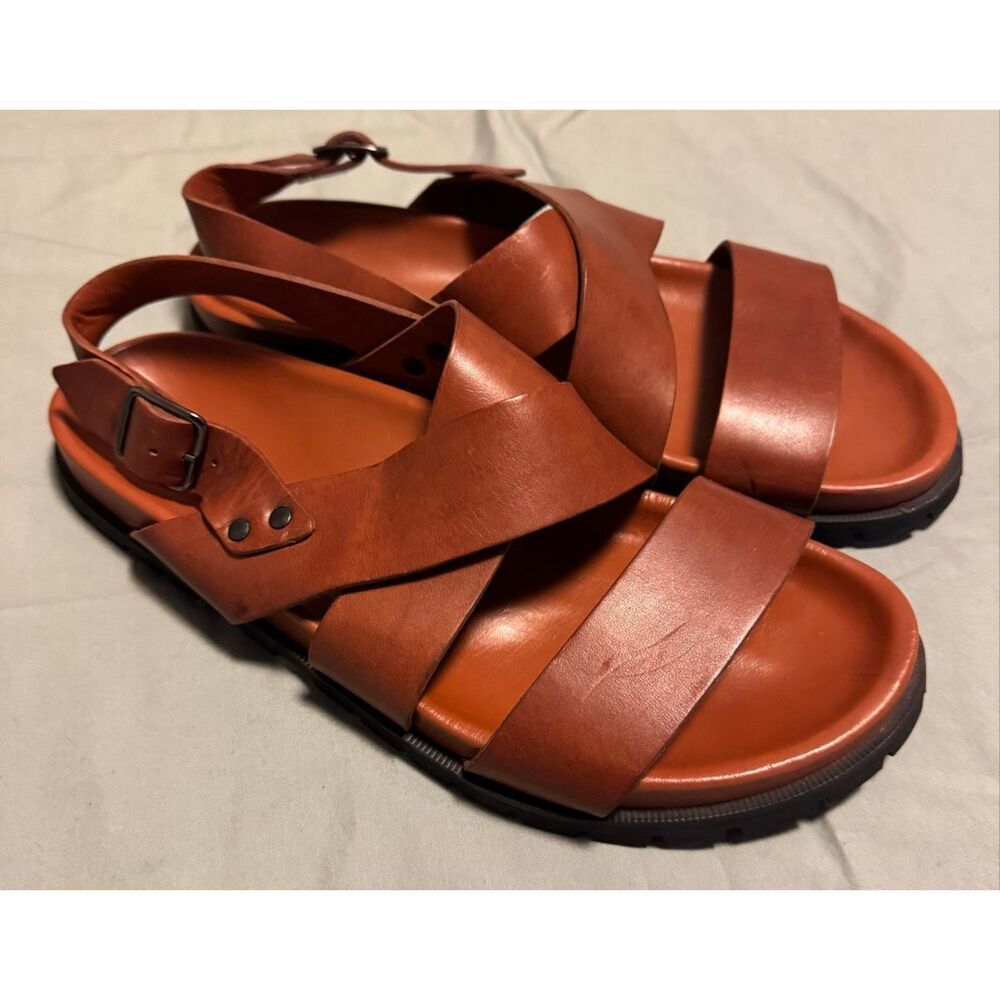 A.P.C. Size 12 45 Brown Leather Emile Sandals Used Men